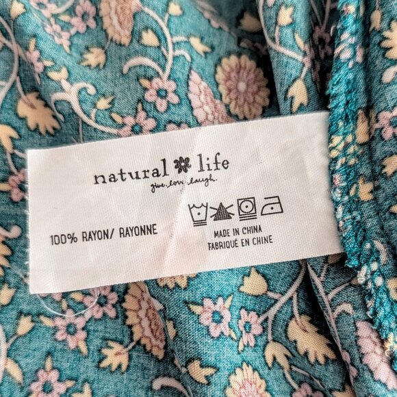 Natural Life Avery Midi Dress in Teal and Orange Boho Floral Pockets Cottagecore - Picture 14 of 14